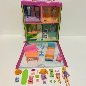 Polly Pocket Surf 'n Sun Studio Beach House w/ Accessories & Carrying Case 2003